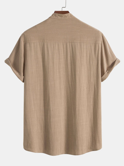 Ensemble Homme Été Coton Lin – Chemise Manches Courtes et Pantalon Décontracté
