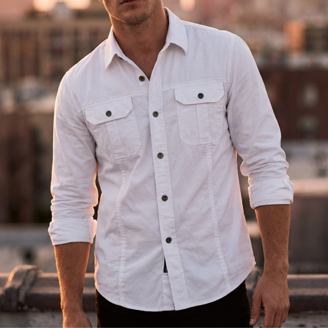 Urban Everyday Long Sleeve Button-Up Shirt — White