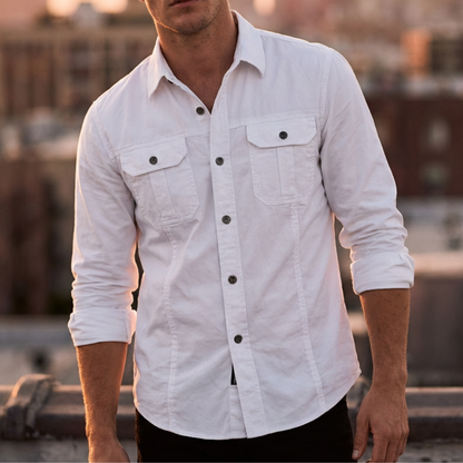 Urban Everyday Long Sleeve Button-Up Shirt — White