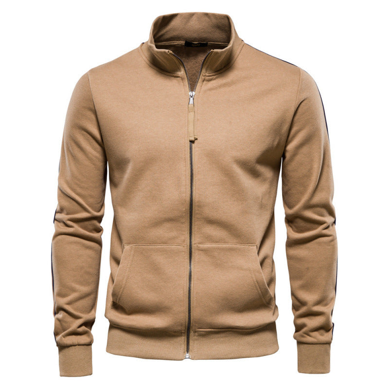 Sweatshirt Décontracté et Chaud pour Hommes – Veste à Col Montant avec Fermeture Éclair et Poches