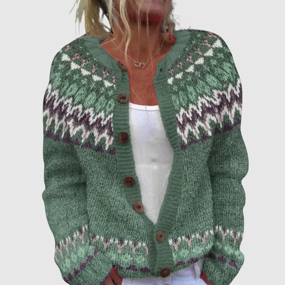 Amelia – Dámský cardigan s barevným vzorem