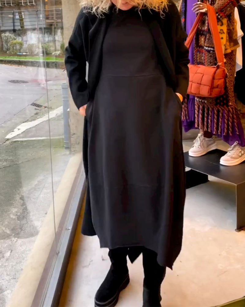 Klassisches Schwarzes Midi-Kleid - Sofia