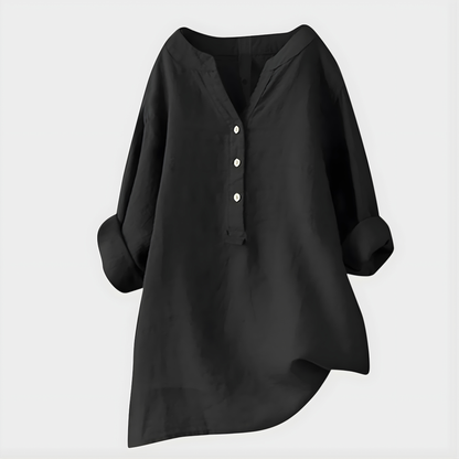Veronique | Blusa Elegante de Algodón-Lino con Escote en V