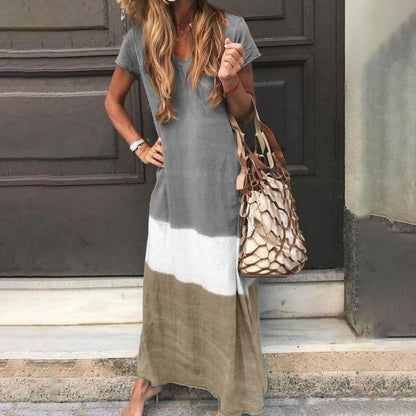 Robe longue femme color-block