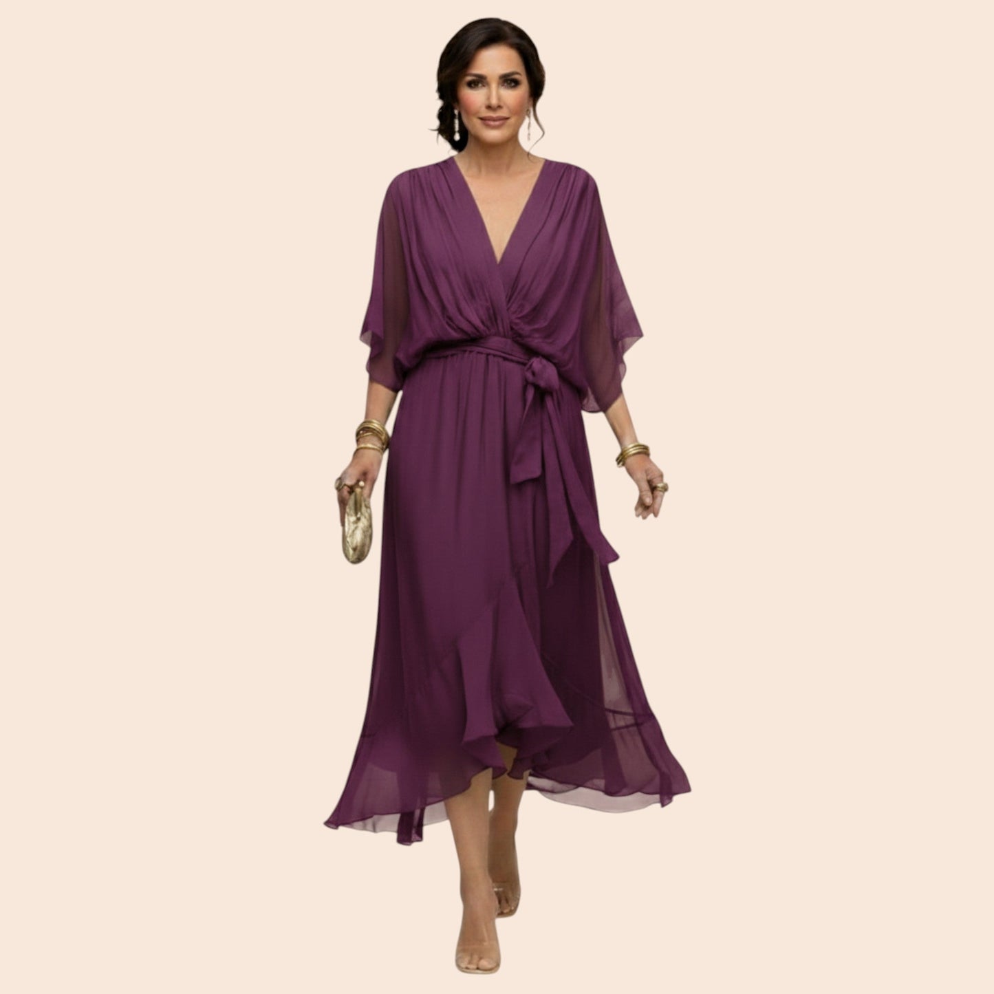 Sarah | Robe Sandra Mousseline Col V