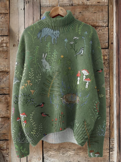 Women's Linen Forest Print Skirt Tops and Sweater