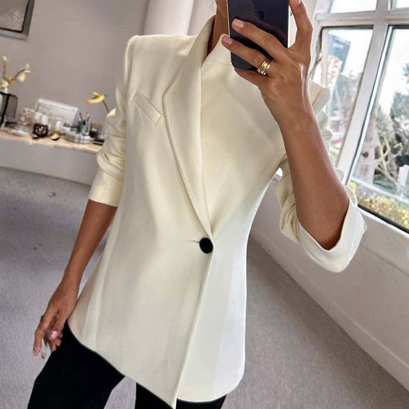 Blazer femme slim boutonné manches longues