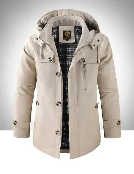 Darius - Veste à capuche avec coque résistante aux intempéries et boutons