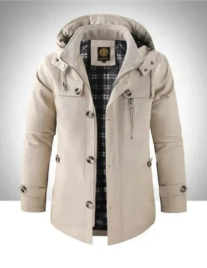 Darius - Veste à capuche avec coque résistante aux intempéries et boutons