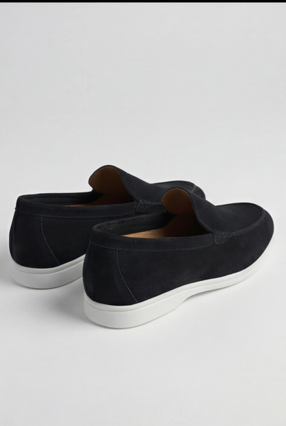 Casual Herre Loafers Slip-On - Sort PU med Ruskindslook - Sort - Loafers - Valmont Wear