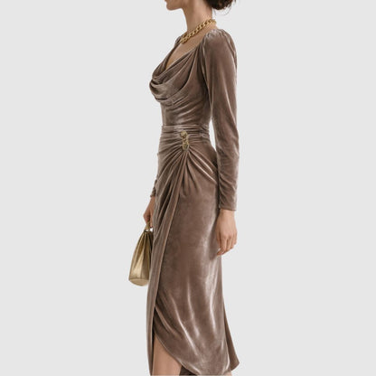 Zoé - Robe de soirée midi drapée