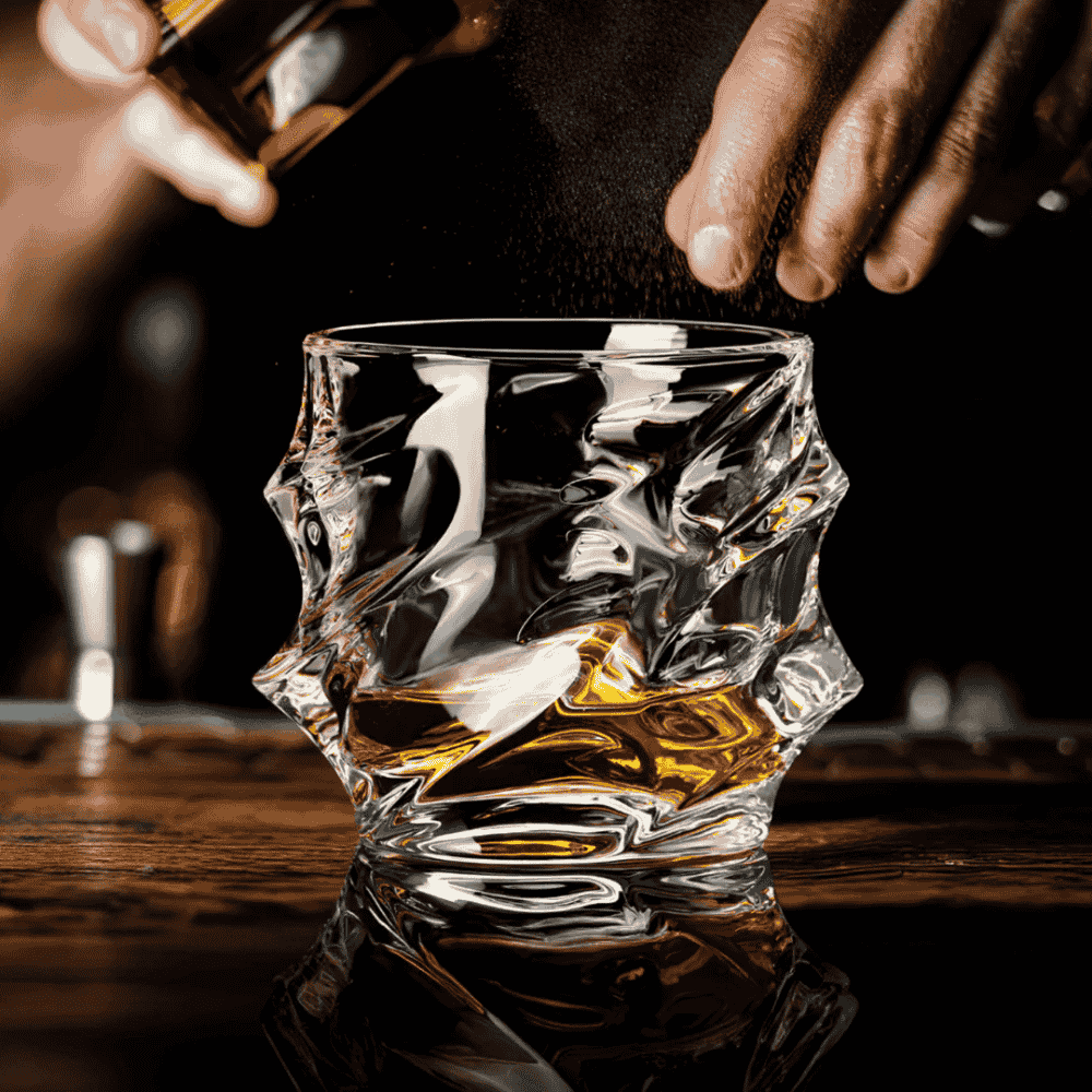 Kristall Whisky-Glas mit facettiertem Design
