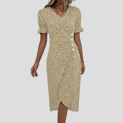 Women’s Elegant Floral V-Neck Midi Dress