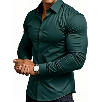 Brenor | Herenkatoenen poloshirt met lange mouwen – Klassiek casual overhemd met knopen