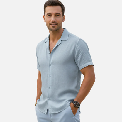 Chemise homme légère en lin manches courtes