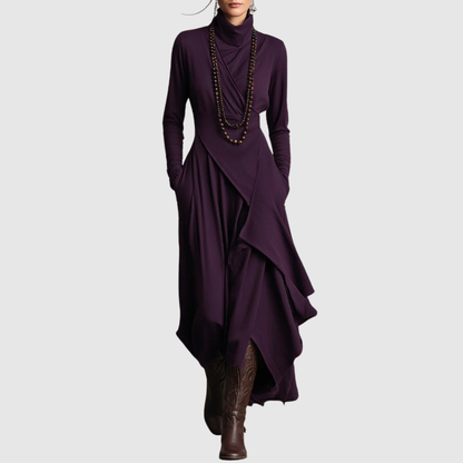 Eliška – Elegancka asymetryczna sukienka maxi o luźnym kroju