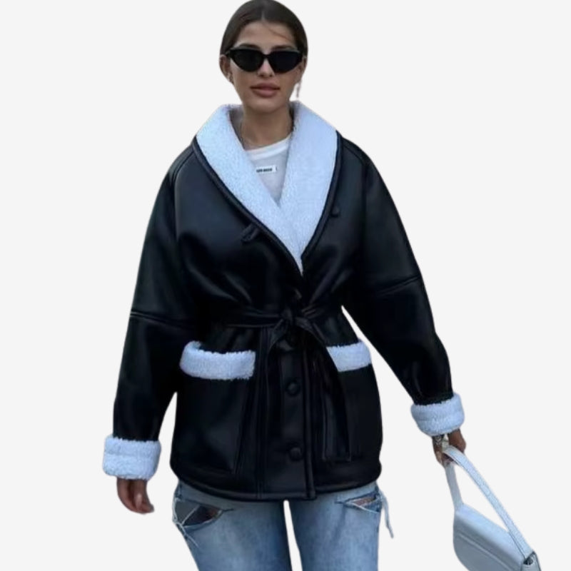 Amelie – Manteau doublé en polaire avec col à revers et poches