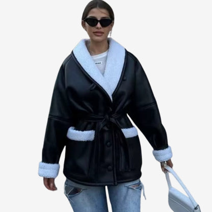 Amelie – Manteau doublé en polaire avec col à revers et poches
