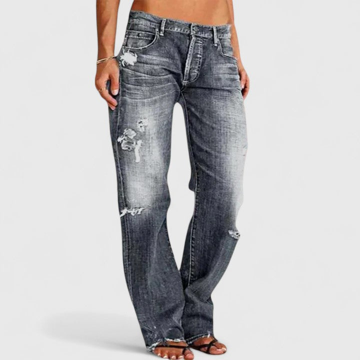 Retro Chic | Dam Jeans med Lätt Lös Silhouette