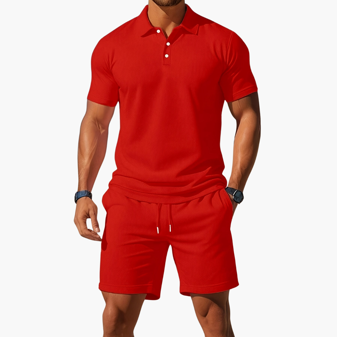 Louis – Ensemble polo à manches courtes et short à taille à cordon homme