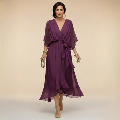 MARTA™ | ROBE EN CHIFFON AVEC COL EN V