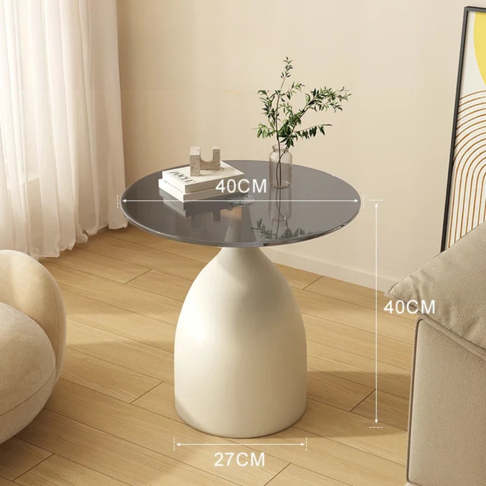 Varellia Modern Round Glass Side Table | Minimalist Steel Accent Table | Elegant Coffee & Nightstand Table
