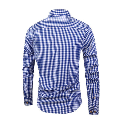 Ethan – Heren Overhemd met Lange Mouwen, Button-Down Kraag en Gingham Ruitpatroon