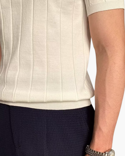 Lucito | Geripptes Baumwoll Polo mit Schlanker Passform