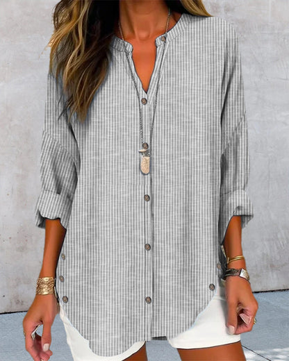 Isabella | Women Relaed striped Button blouse