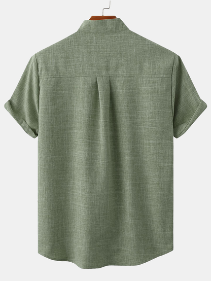 Men's Stand Collar Shirt with Pocket