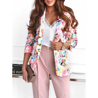 Ainsley - Élégant Motif floral Blazer avec manches longues et coupe décontractée
