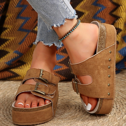 Sandales femme ouvertes semelle épaisse slip-on