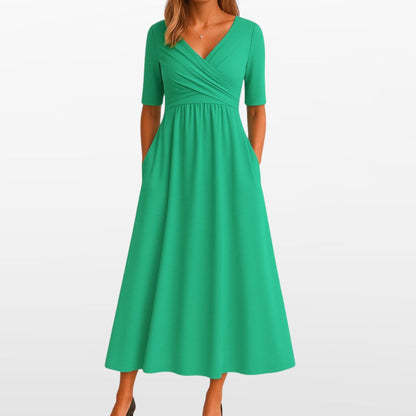 Women V Neck Maxi Dress A Line