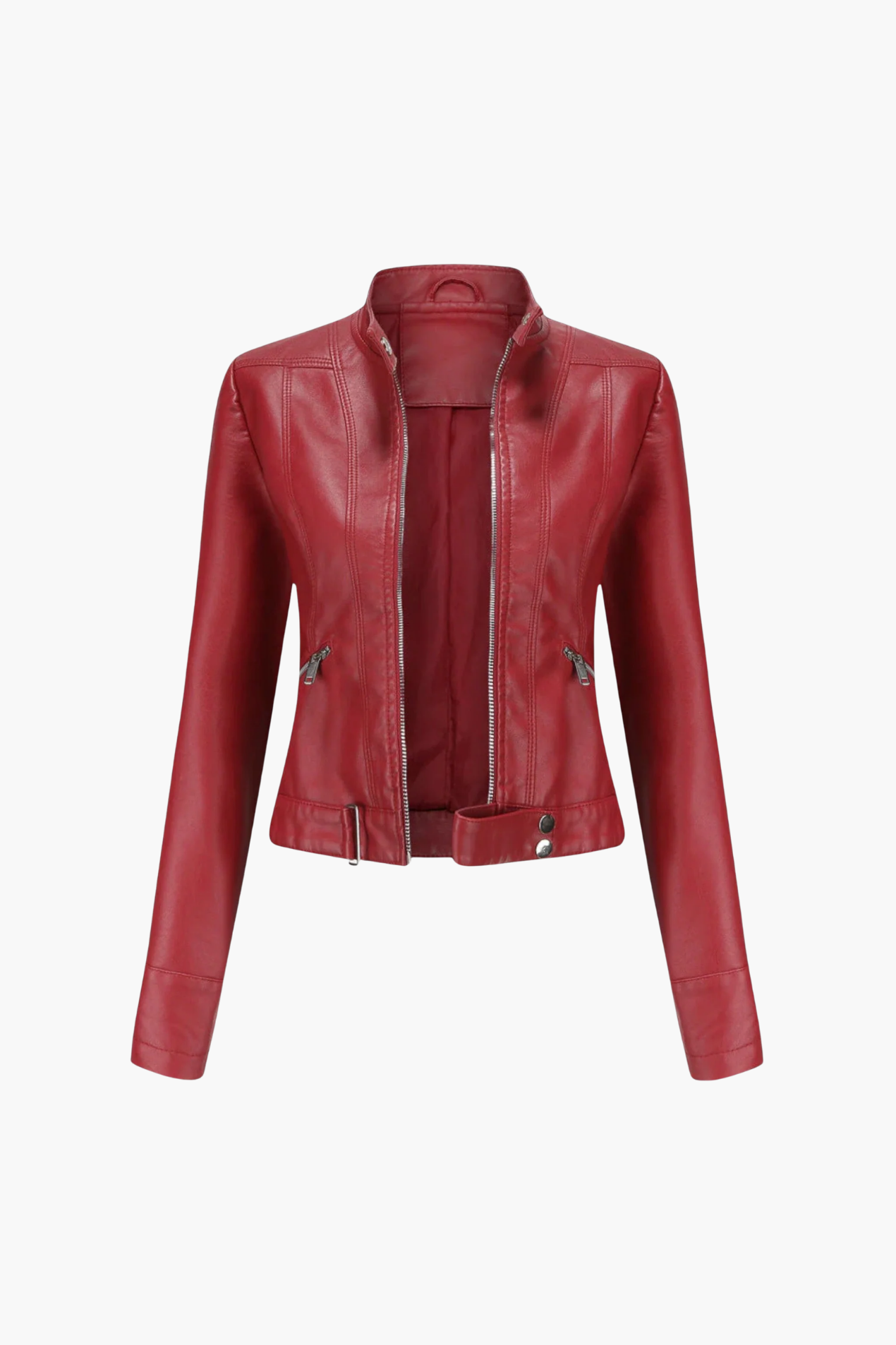 Veste Femme En Similicuir – Veste Biker Zippée Coupe Ajustée