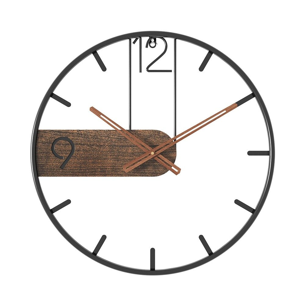 Minimalist Walnut Wood Wall Clock with Stainless Steel Frame | Silent Quartz Movement | Modern Living Room Office Decor