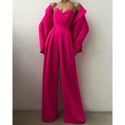 Lena – Combinaison élégante sans manches avec pantalon large plissé et dos nu