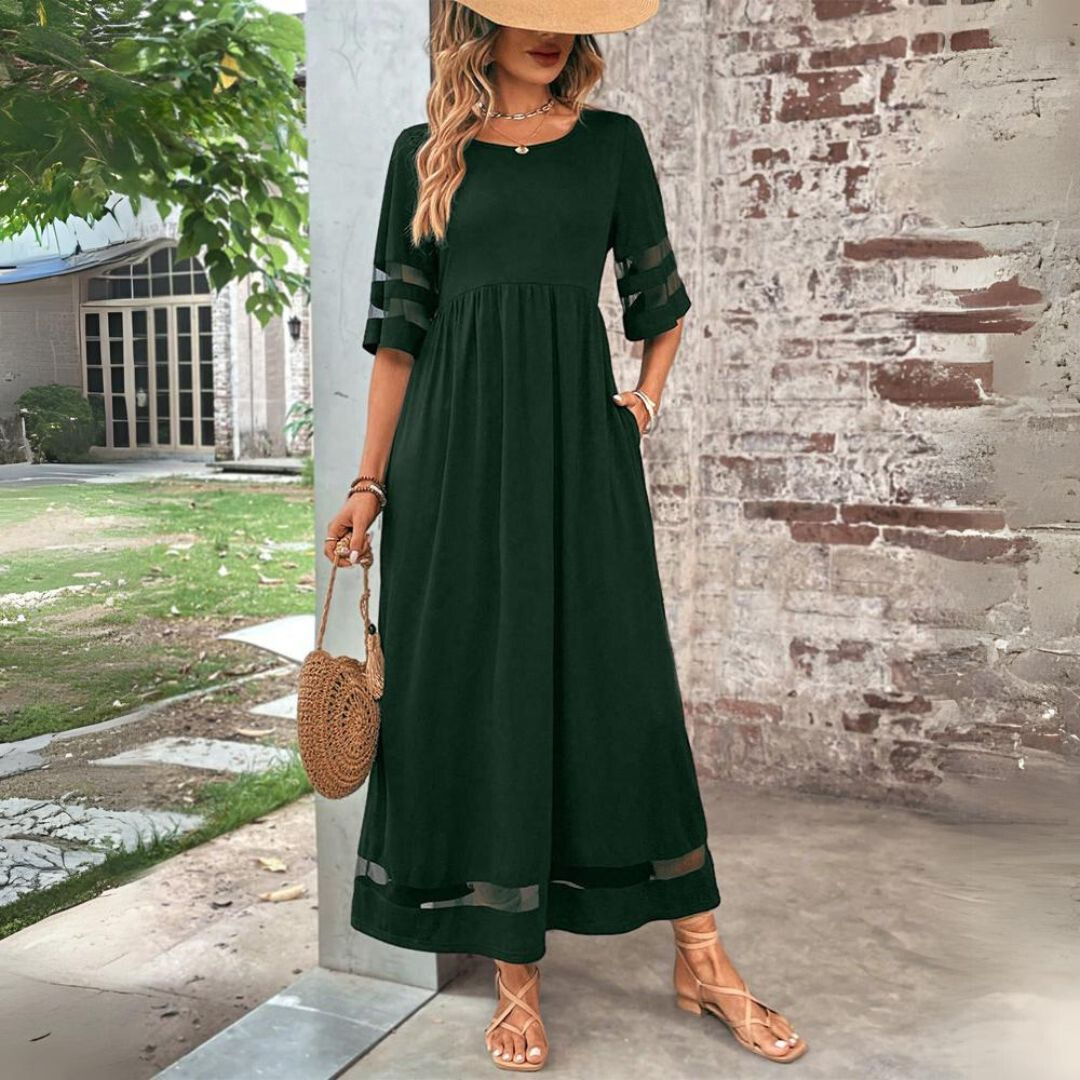 Damen Kurzarmkleid | Locker Maxi