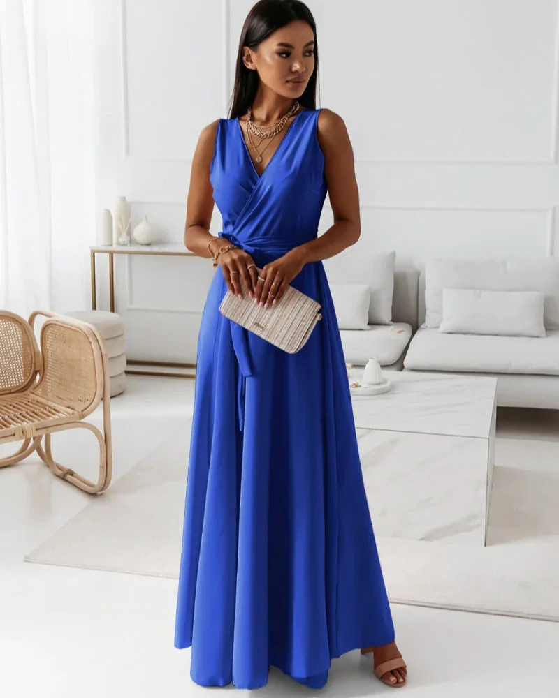 Sophie – Robe longue femme à col en V