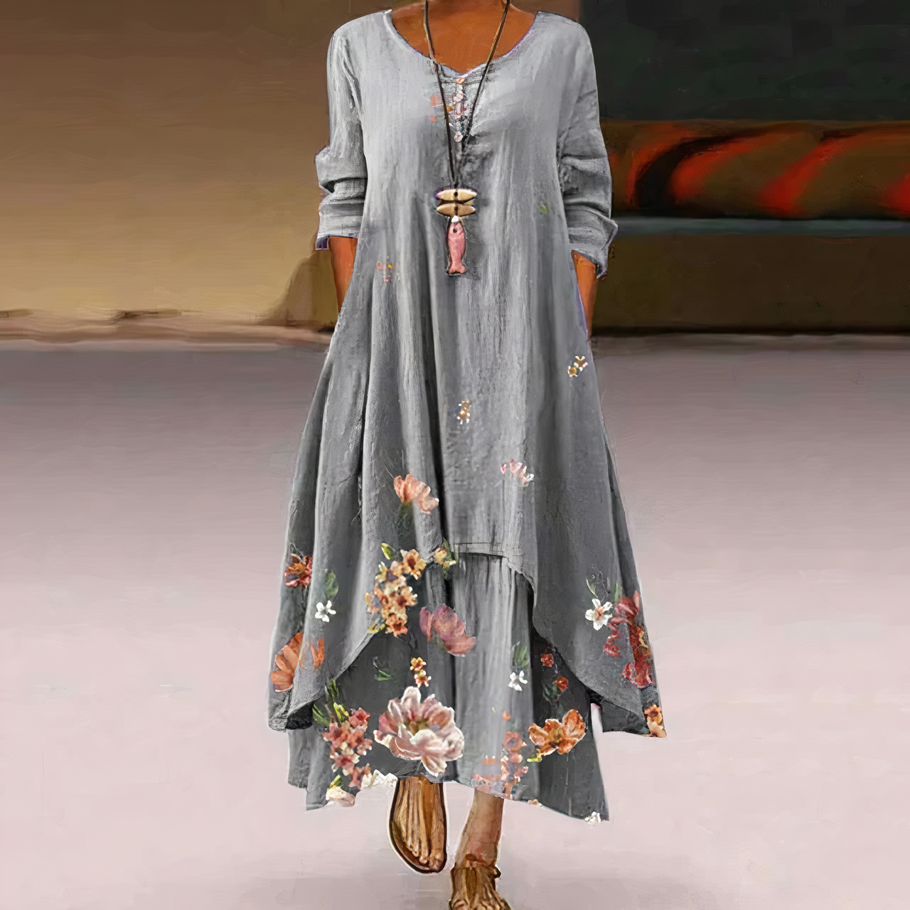 Corinne - Midi jurk met print dames