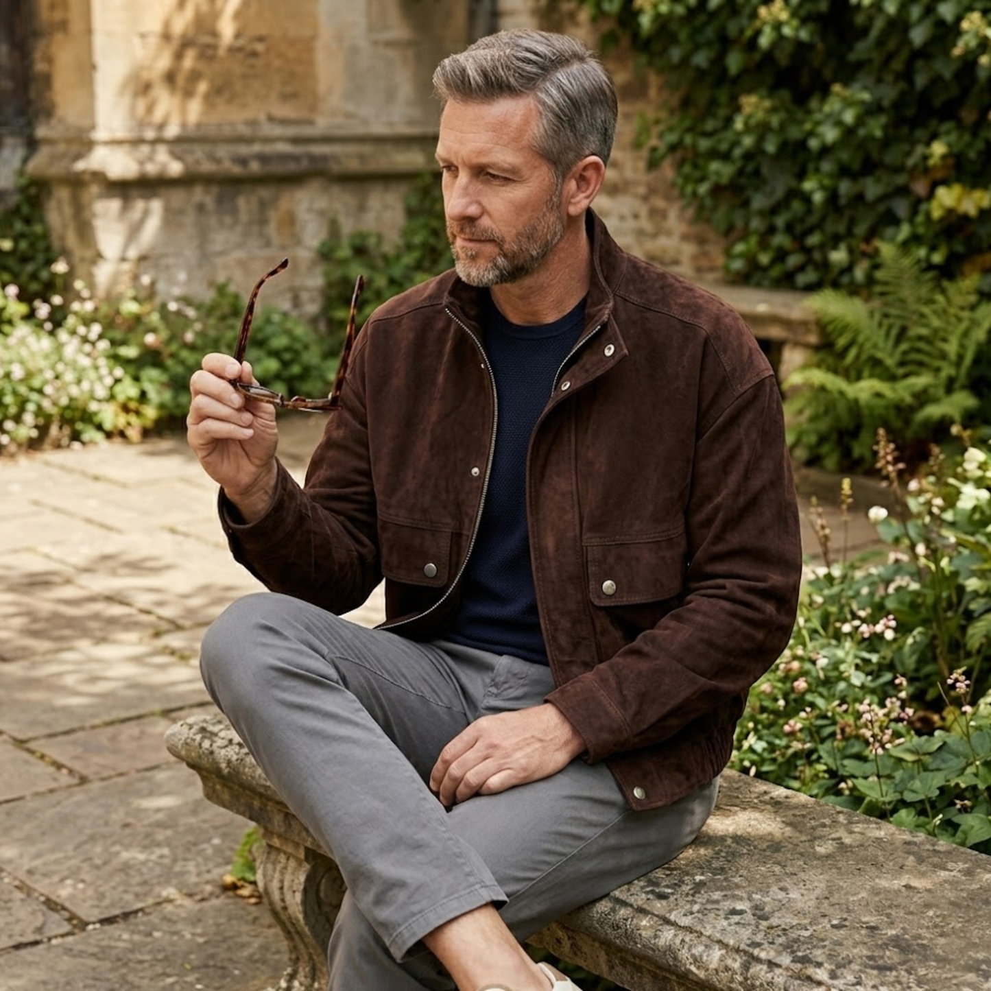 Veste Bomber en Polyester à Col Montant avec Fermeture Éclair et Grandes Poches