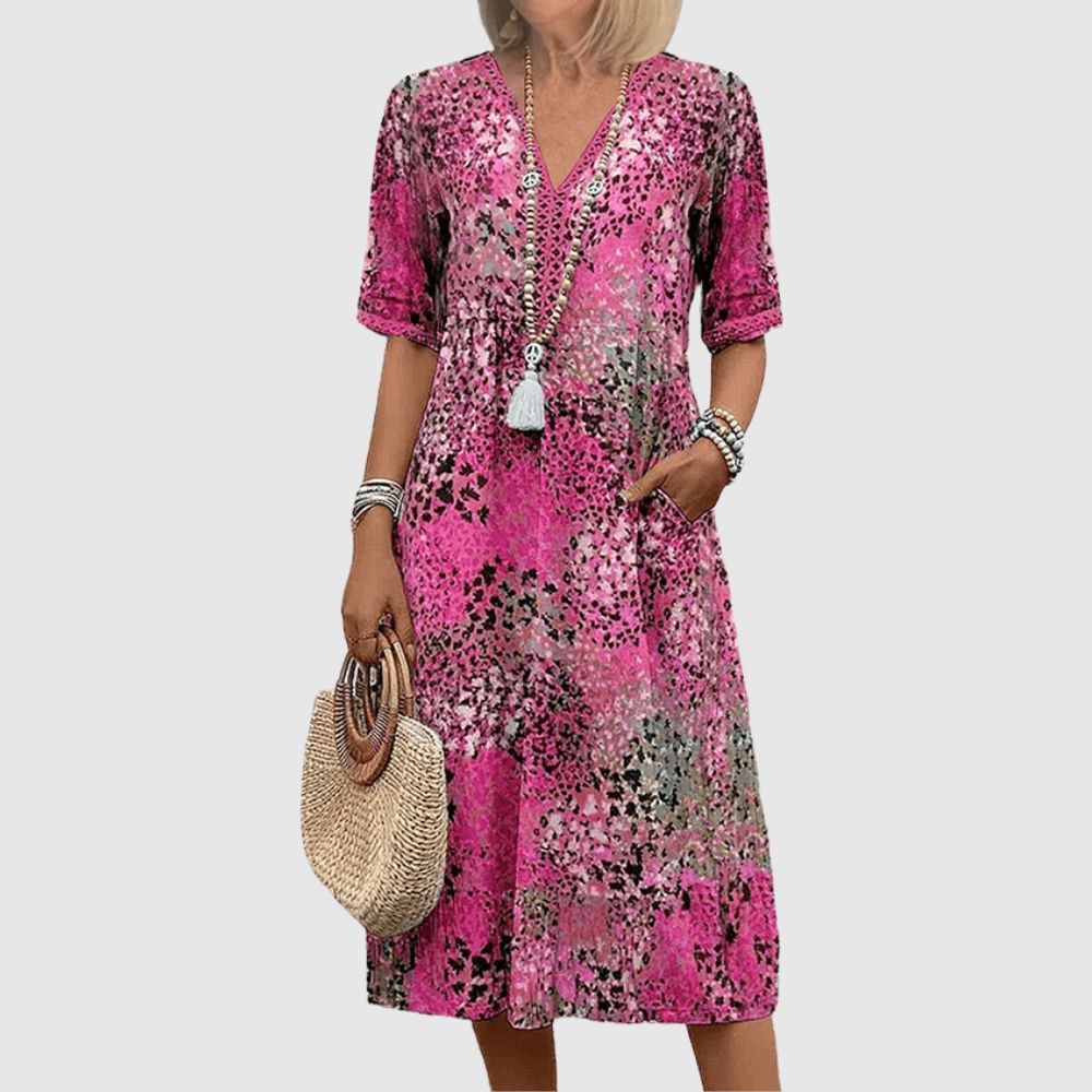 Zoé - Robe midi élégante à fleurs