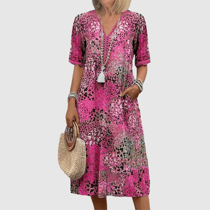 Zoé - Robe midi élégante à fleurs