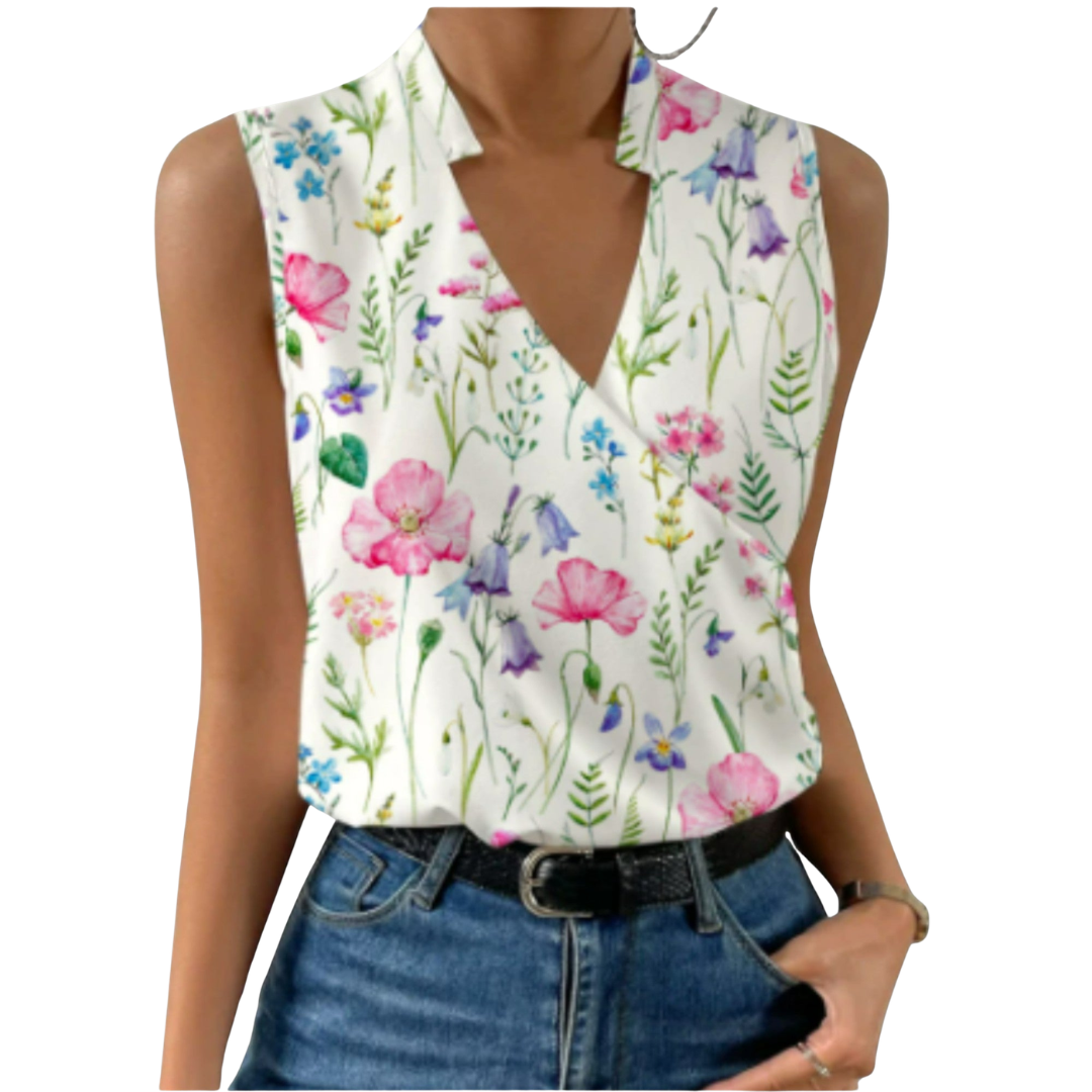 Kaia | Women's Sleeveless Wrap V-Neck Shirt
