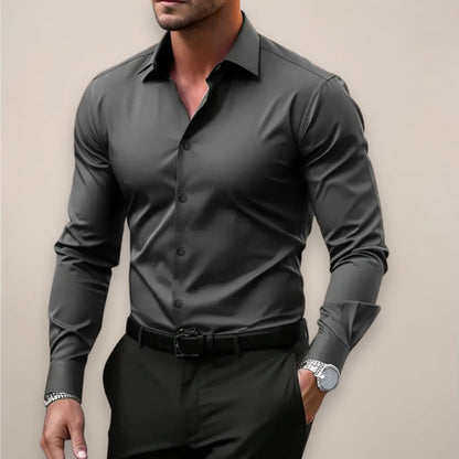 Men’s Slim Fit Long Sleeve Button-Up Shirt