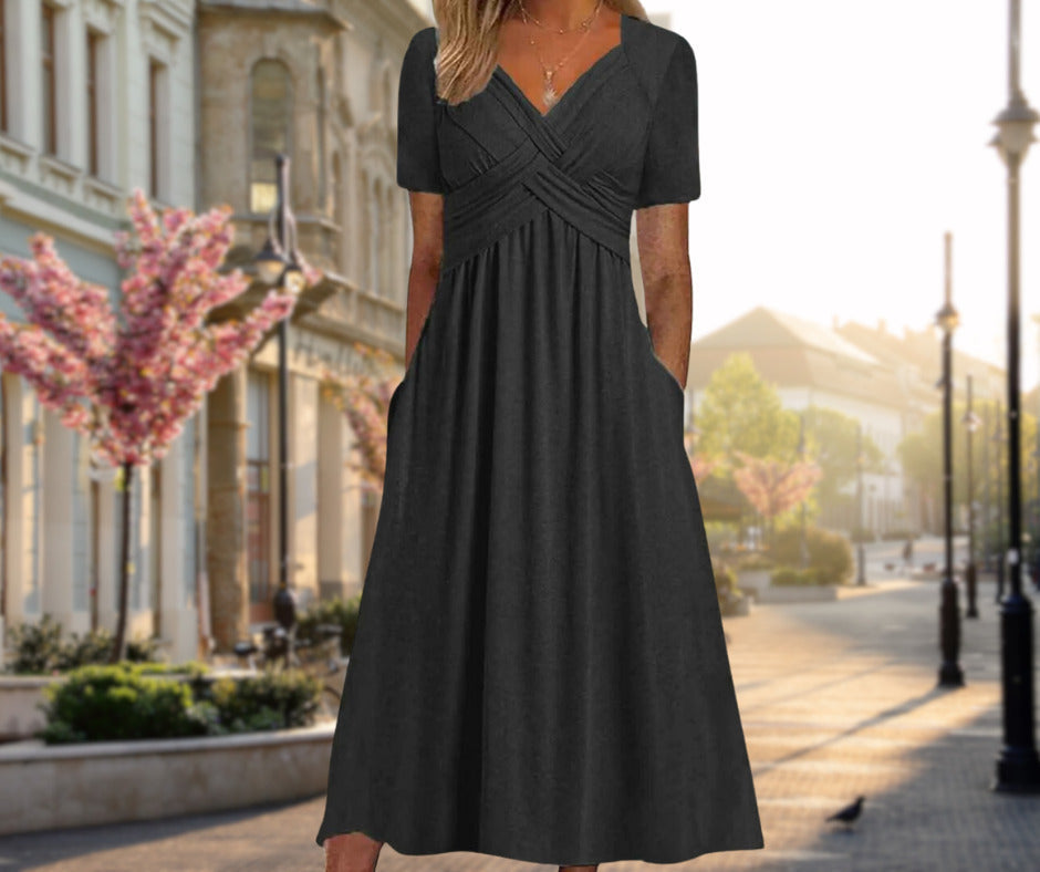 Leyla | Abito midi elegante con effetto valorizzante