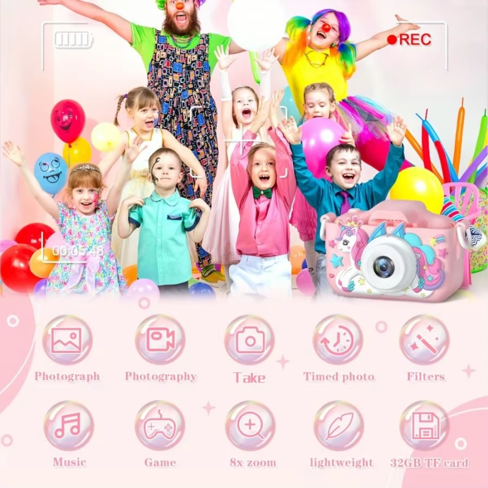 HD Camera voor Kinderen Eenhoorn met Oplaadbare Batterij van 32GB - Vastleggen van Fantastische Foto's en Video's!