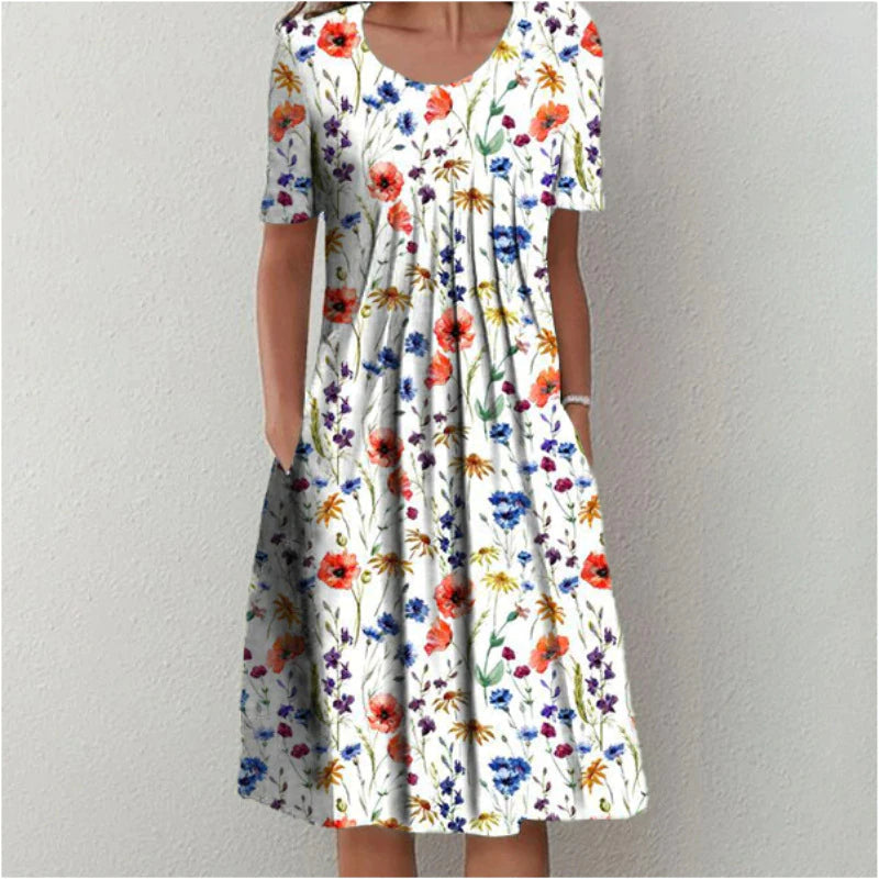 Ava | Women's Midi Dress With Short Sleeves And Floral Print | Casual