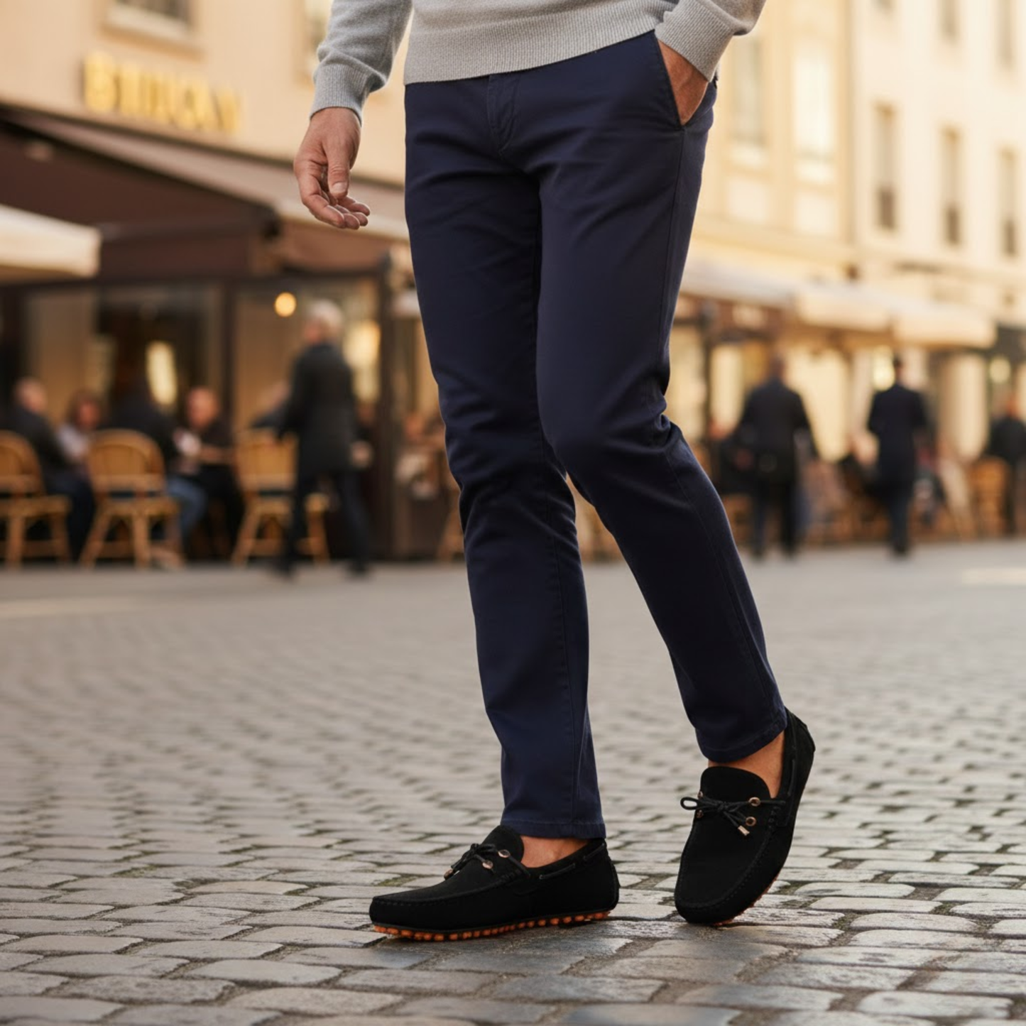 Mocassins en Cuir Véritable pour Hommes à Perforations et Semelle à Picots