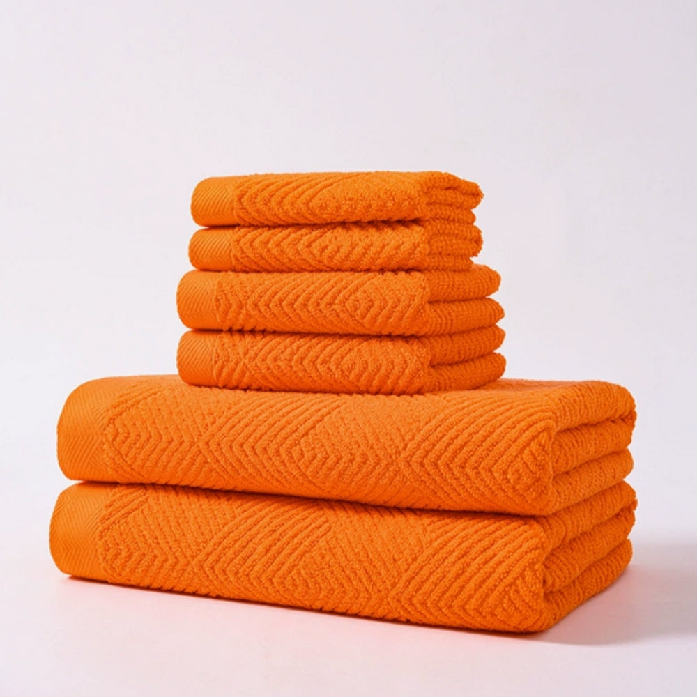 Handtuchset mit Zickzack-Muster – 6-teilig aus 100% Baumwolle