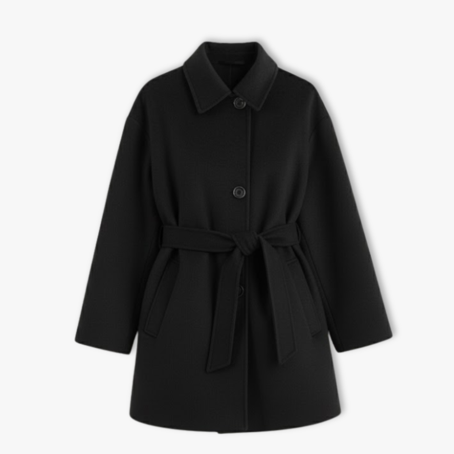 Manteau en laine tendance à double col pour femme, manches longues